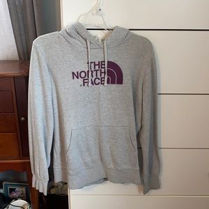 The north face gray and purple hoodie sweatshirt